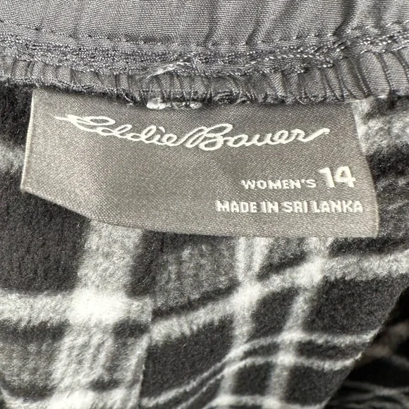 NWT Eddie Bauer Women's Stretch Fleece Lined Polar Pant Grey Plaid Size 14 - Picture 3 of 7